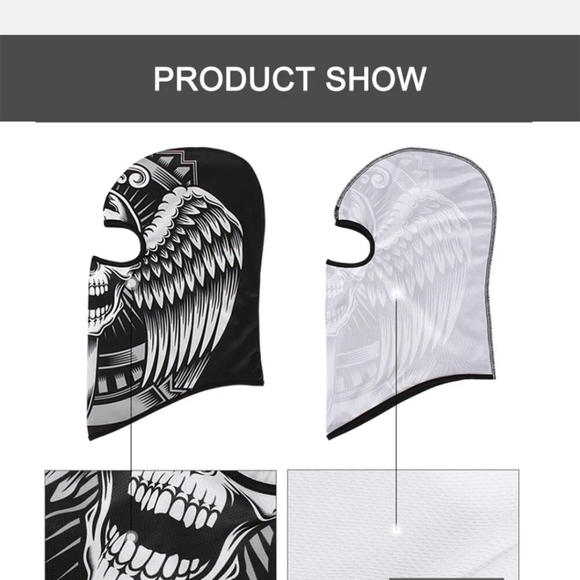 Tactical Skull Ghost Printed Full Face Mask Balaclava Halloween Ski Motorcycle - Picture 5 of 6